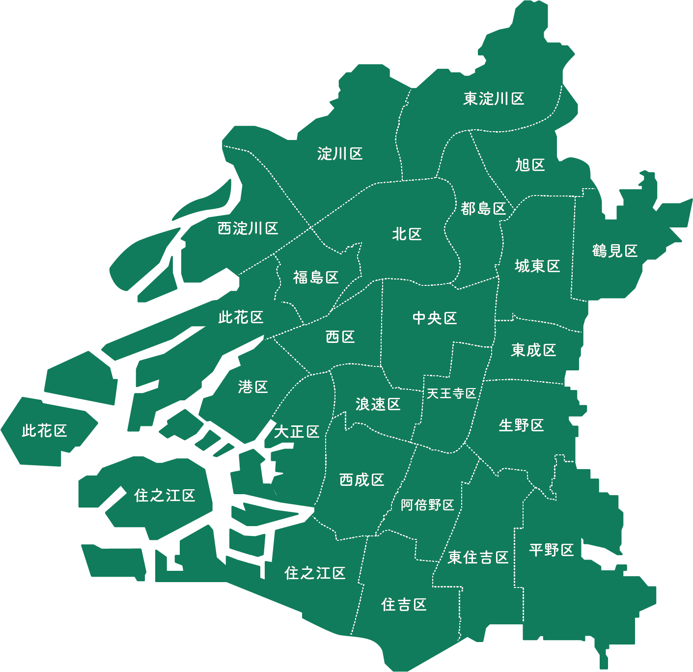地図上の地域をクリックして施設を探せます。